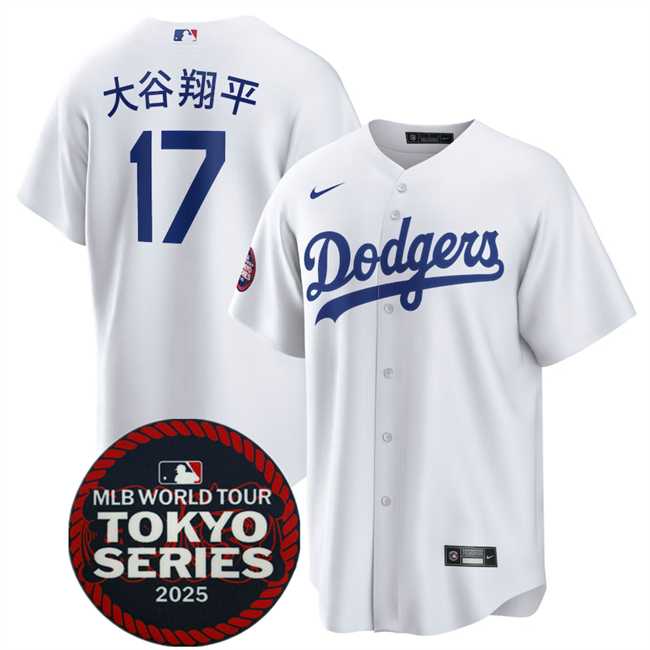 Men%27s Los Angeles Dodgers #17 Shohei Ohtani White 2025 World Tour Tokyo Series Home Stitched Jerseys Dzhi->los angeles dodgers->MLB Jersey